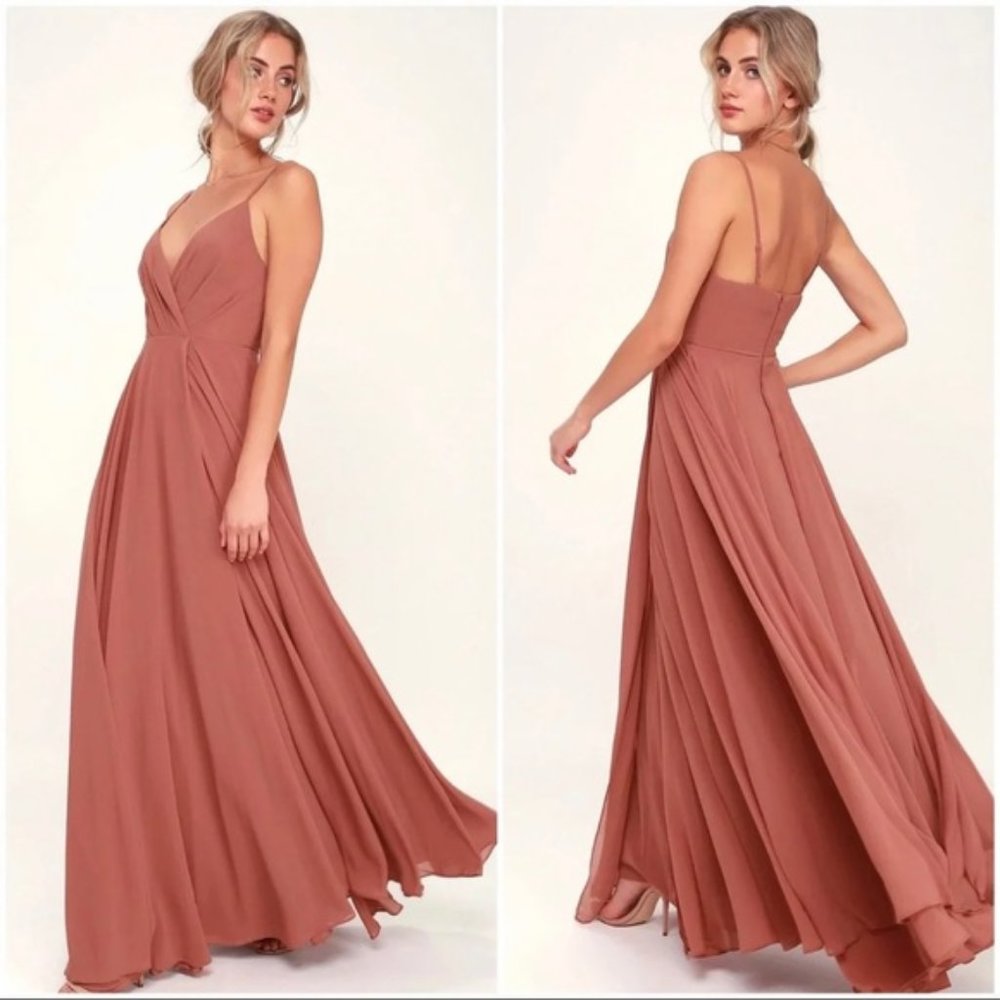 Lulu's All About Love Rusty Rose Maxi Dress Size S